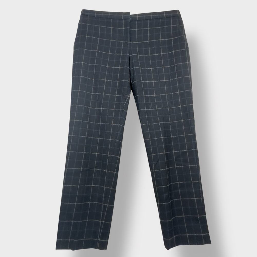 Theory Black Plaid Trouser Wool Cashmere Academia Straight Leg Crop Ankle Pant 6